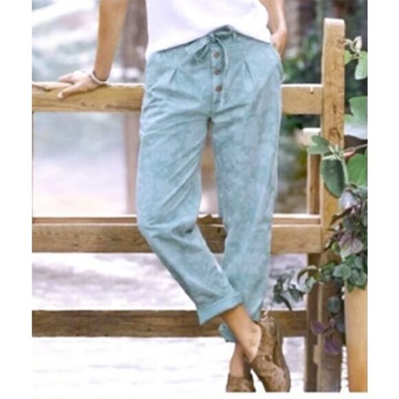 Sundance NWT Bastille Easy Pants Button-Fly Size: 6 Color: Blue Floral - Picture 1 of 11